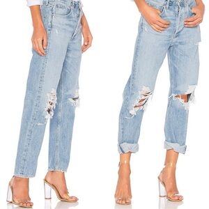 AGOLDE 90’s Mid Rise Loose Fit in Fall Out Distressed